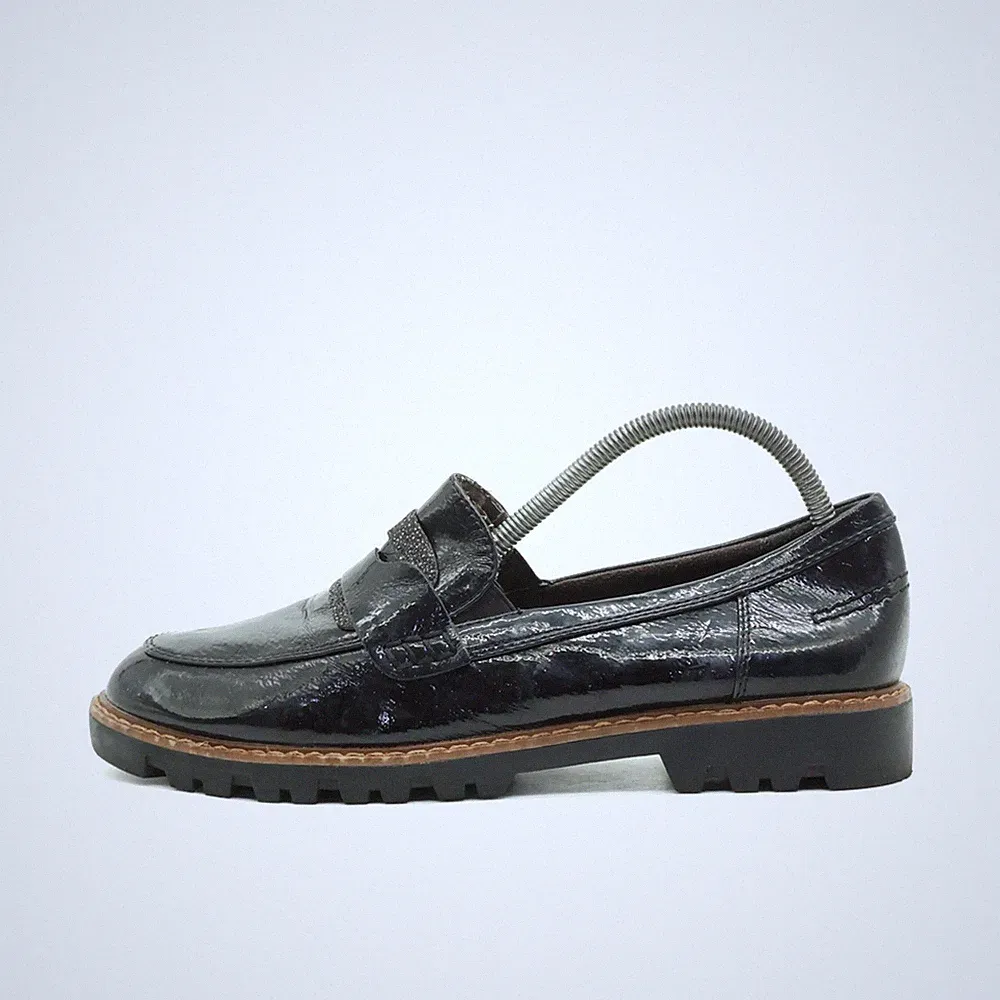 Tamaris Damen Loafer EU 38 schwarz Rutschfest, Komfort Classic
