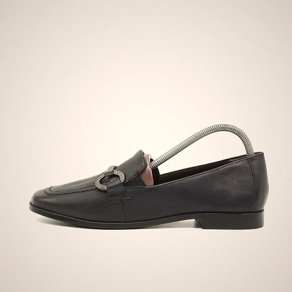 Tamaris Damen Loafer Schnalle Schwarz Echtleder Low-Top Comfort Business EU 36