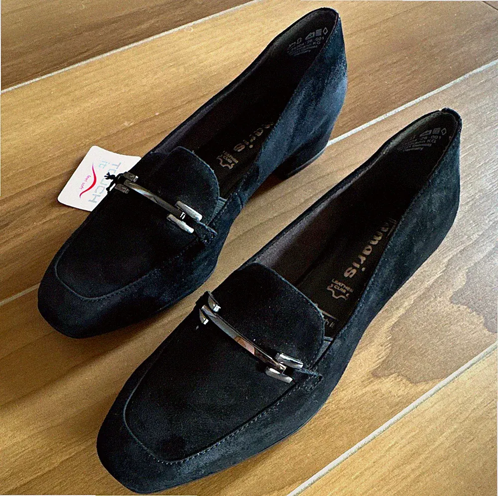 Tamaris Damen Loafer Slipper Gr. 39 Schwarz Wildleder NEU mit Etikett