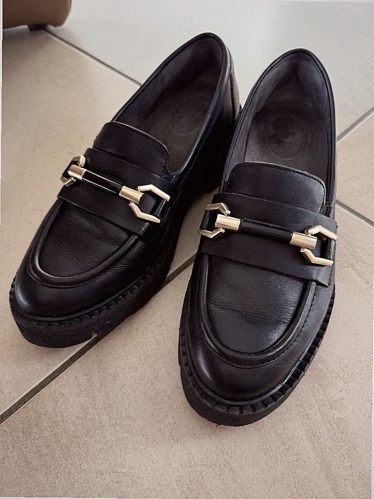 Tamaris Echtleder Slipper Loafer Comfort Fit Gr.36 Schwarz
