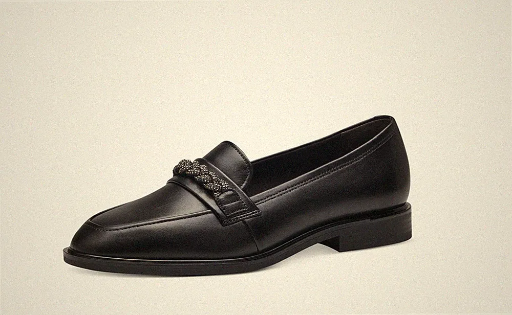 Tamaris Halbschuhe 24208 Leder schwarz mit Kette Strass AUS LISTENRABATT