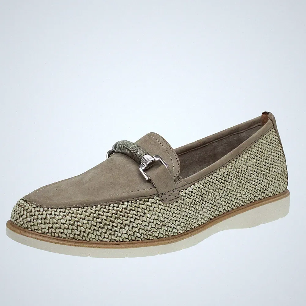 Tamaris Halbschuhe aus Wildleder und grünem Stoff - Damenschuhe