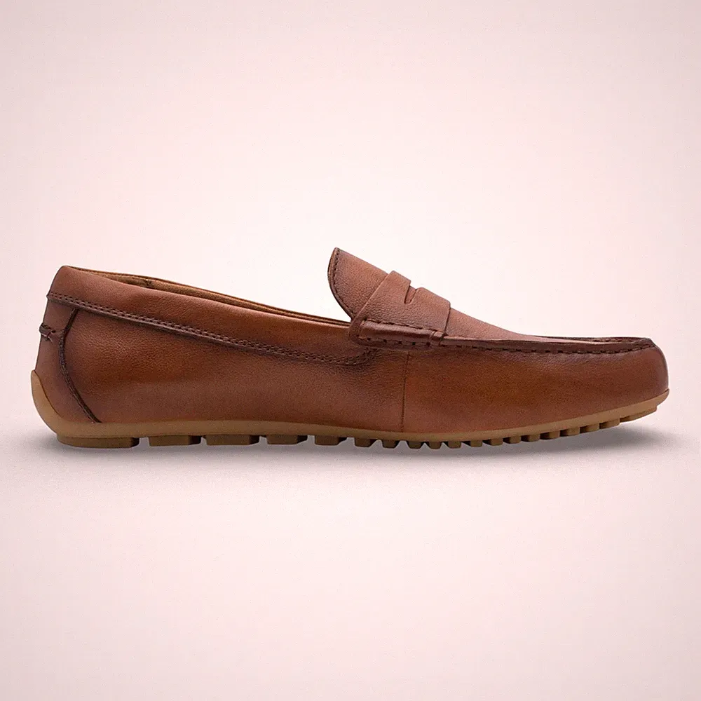 Tamaris Herren Cognac Braun Leder Mokassin Klassische Halbschuhe Freizeitschuhe