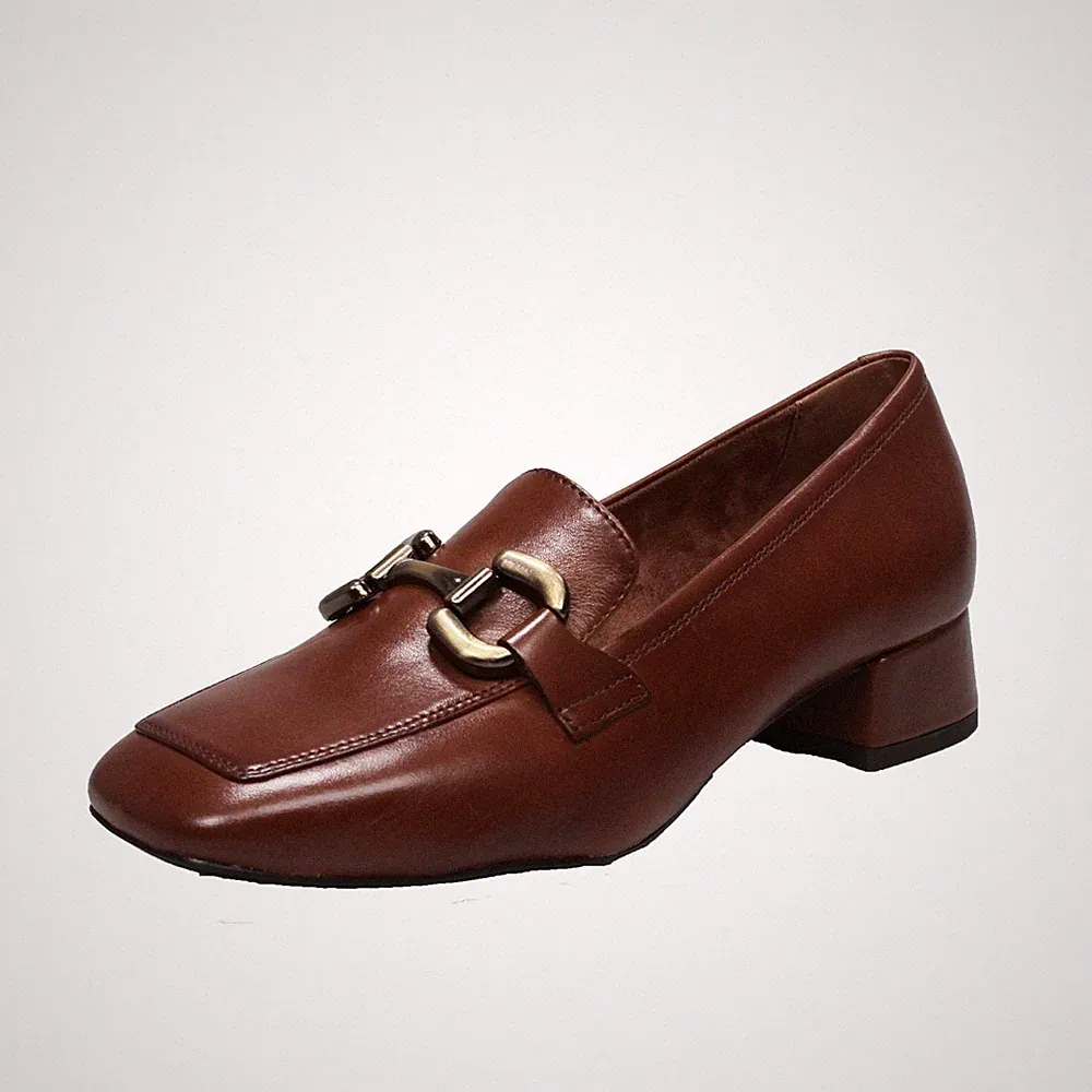 Tamaris Leder Halbschuhe mit braunem Absatz - Damenschuhe