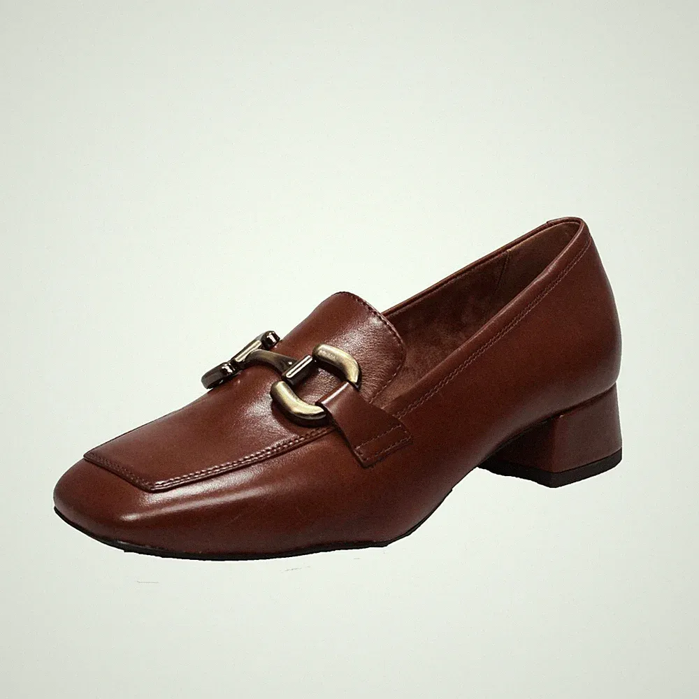 Tamaris Leder Halbschuhe mit braunem Absatz - Damenschuhe