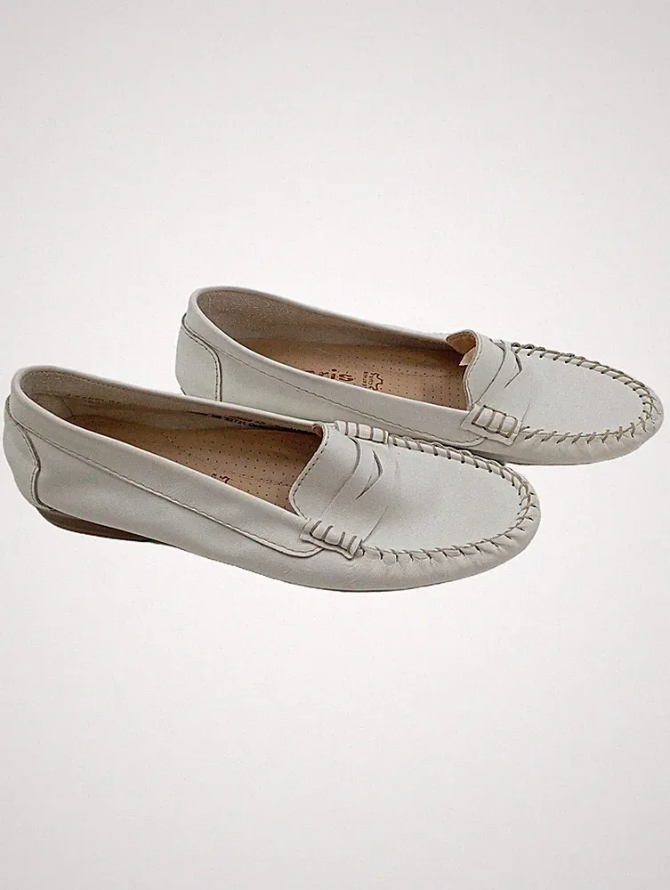 Tamaris Slipper Loafer Damen Halbschuhe Weiß Leder Gr 36