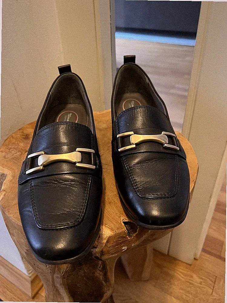 Tamaris Slipper Mokassin Damen Schwarz Loafer Gr. 38 Leder