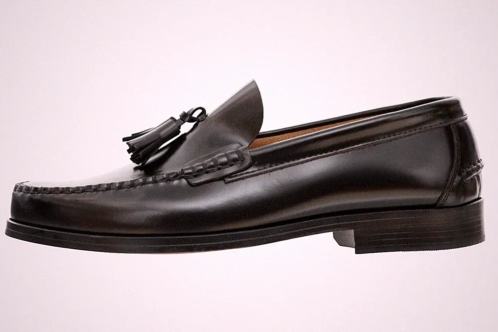 Tassel Loafer mit Ledersohlen Herren Slipper schwarz Leder Mokassins Anzugschuhe