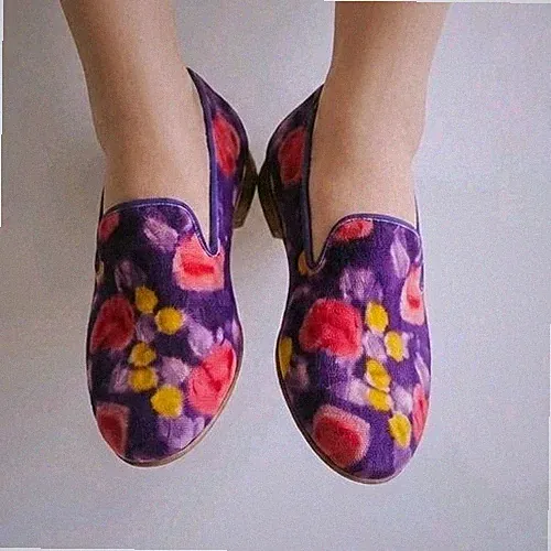Tata Naka Floral Velvet Loafer UK 4 EU 37 Designer Slipper Schuhe