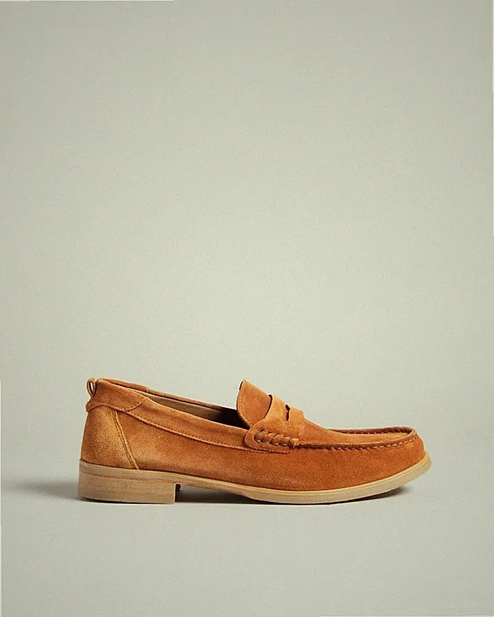 Ted Baker Alfey Loafer Mokassin EU 44 UK 10 TAN SUEDE BROWN BRAUN MADE IN ITALY