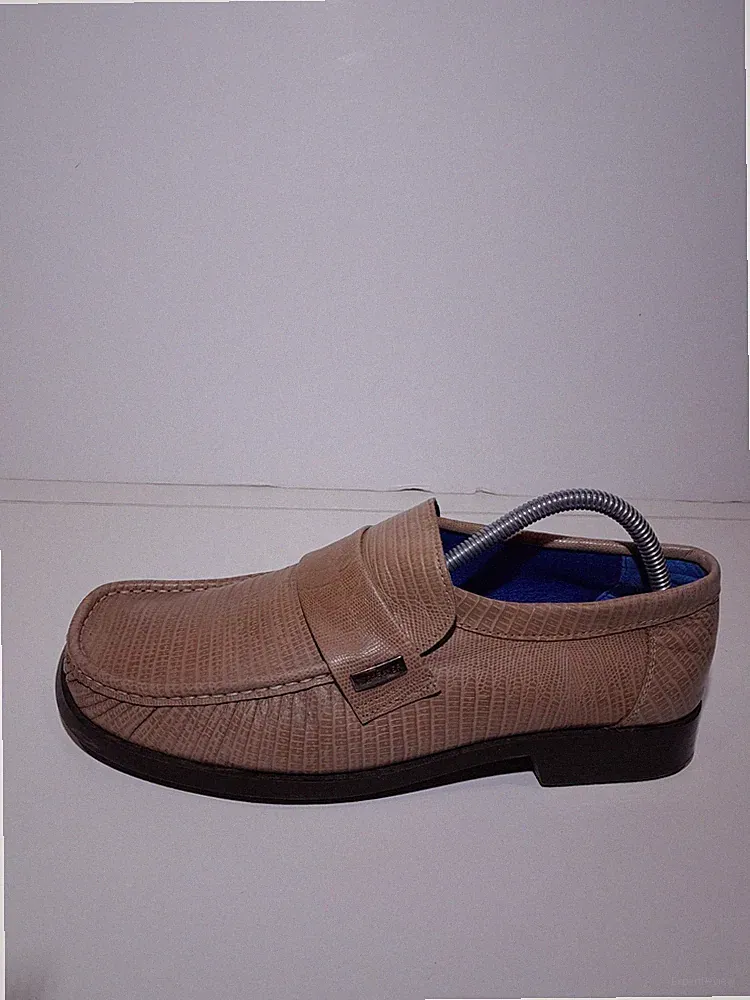 Ted Baker Herren Braun Hellbraun Leder Slipper Halbschuhe Schuhe UK Größe 9 Gebraucht
