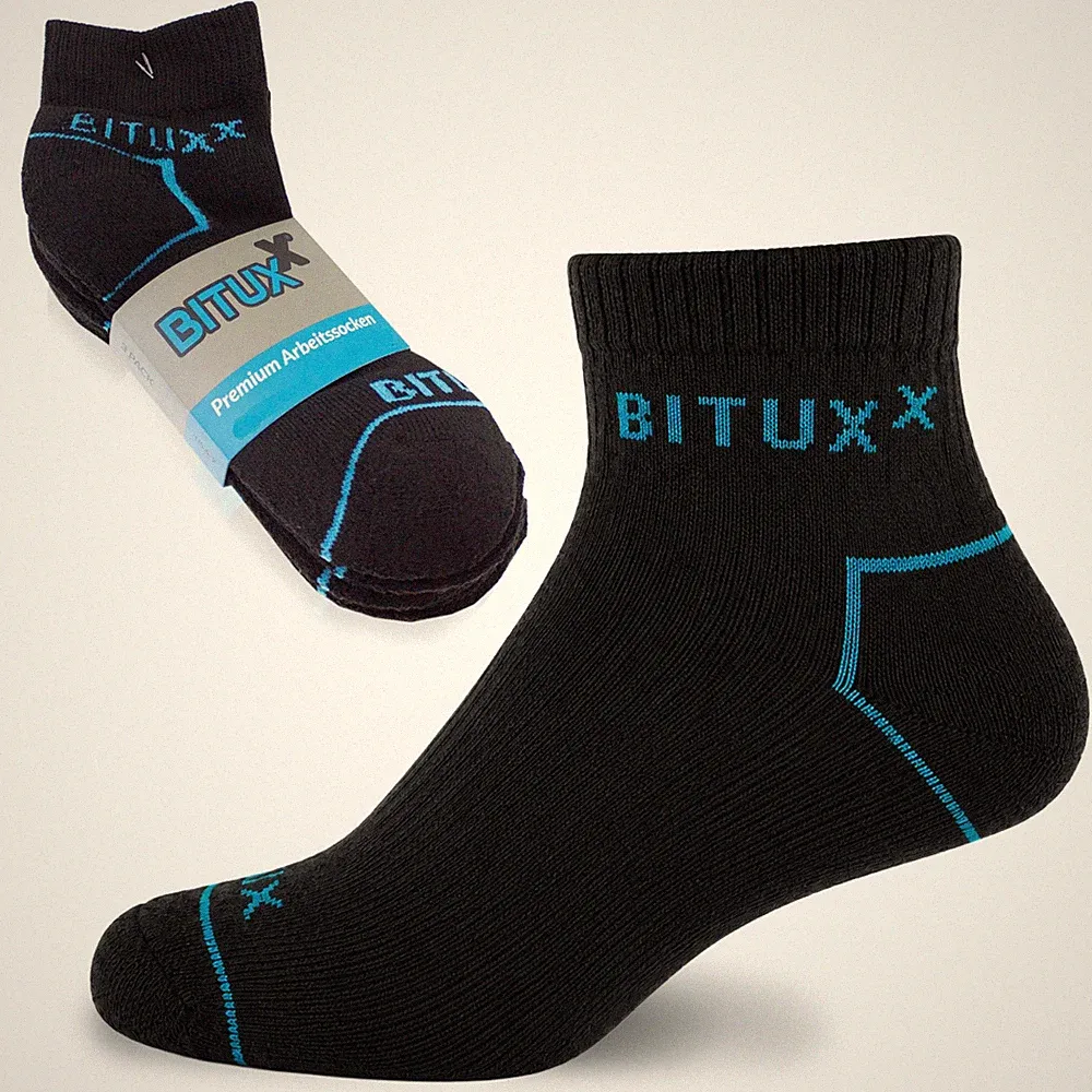 Tennissocken Sportsocken Arbeitssocken Unisex Strümpfe Quaters Schwarz Bituxx®