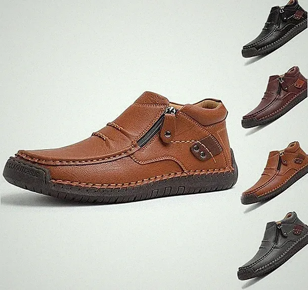 The First Young Driving Boots Men, Men’s Premium Leather Slip-On Driving Boots