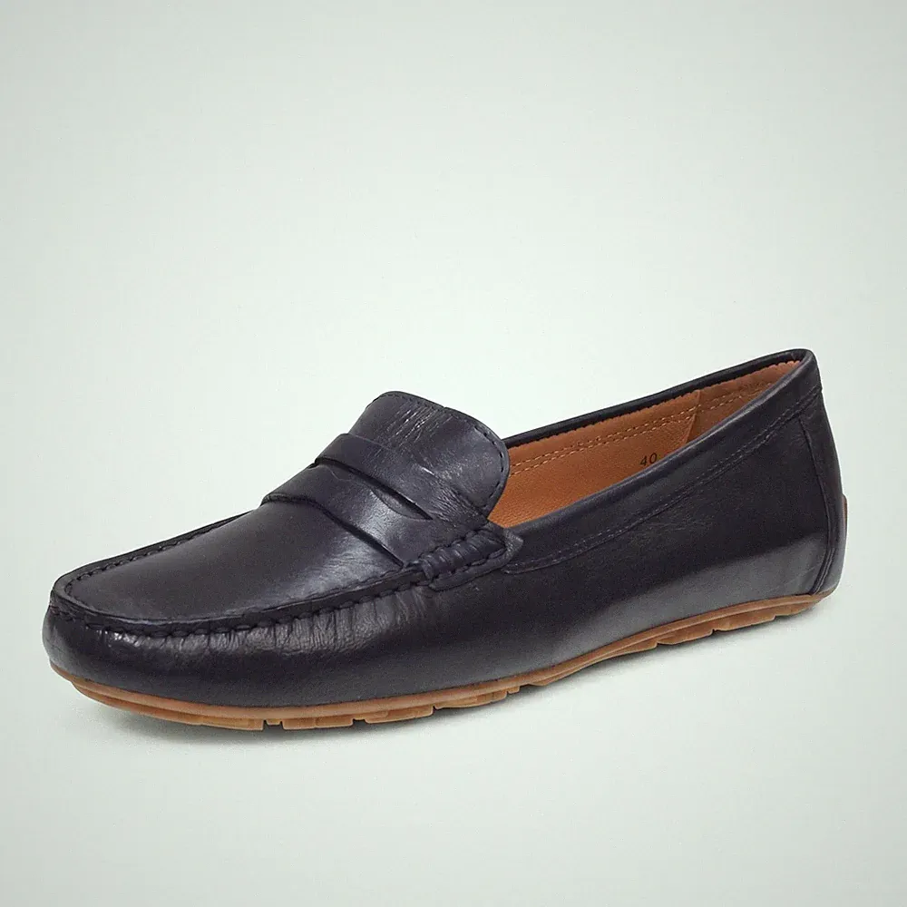 The Flexx Penny Loafer - blaue Leder Halbschuhe - Größe 36 Damenschuhe