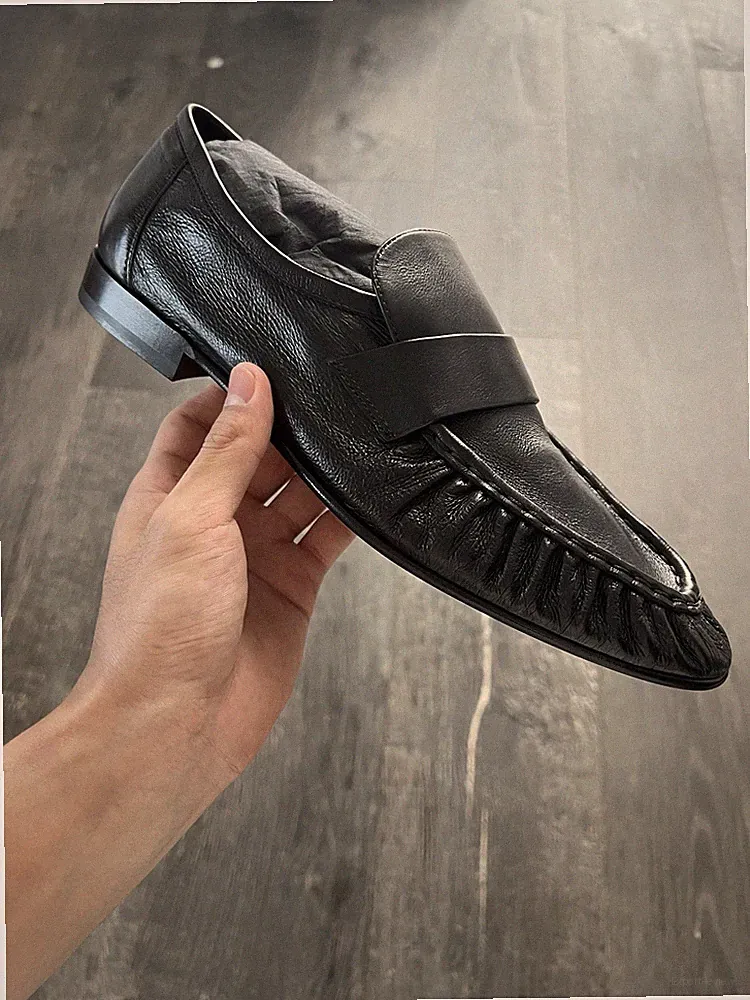 THE ROW Herren Halbschuhe Elegant Leder Schwarz Slipper Antirutsch Sohle EU 42