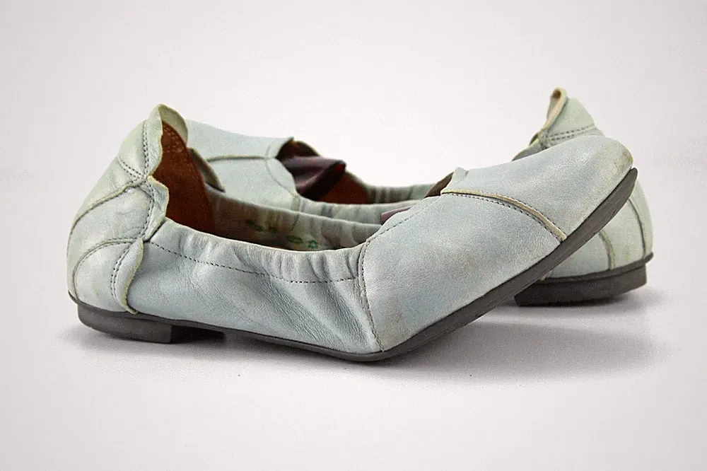 Think Gr.39 Damen Halbschuhe Ballerinas Slipper Loafers Leder Blau TOP T 922