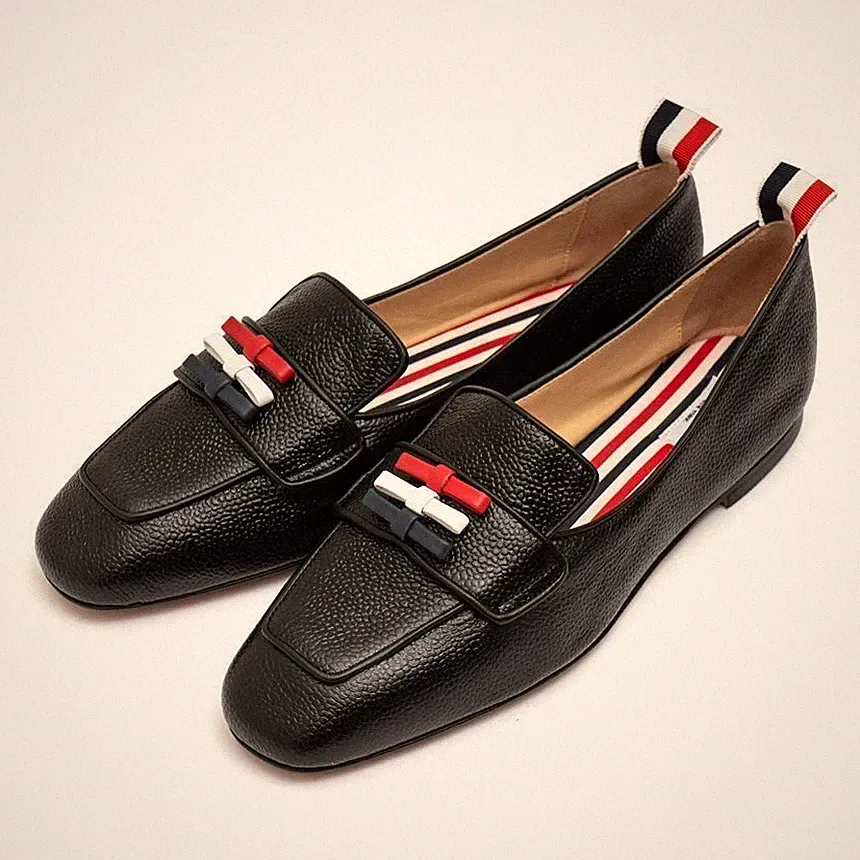 Thom Browne Drei Schleifen Kalbsleder Flexible Sohle Loafer 142600268 [U]