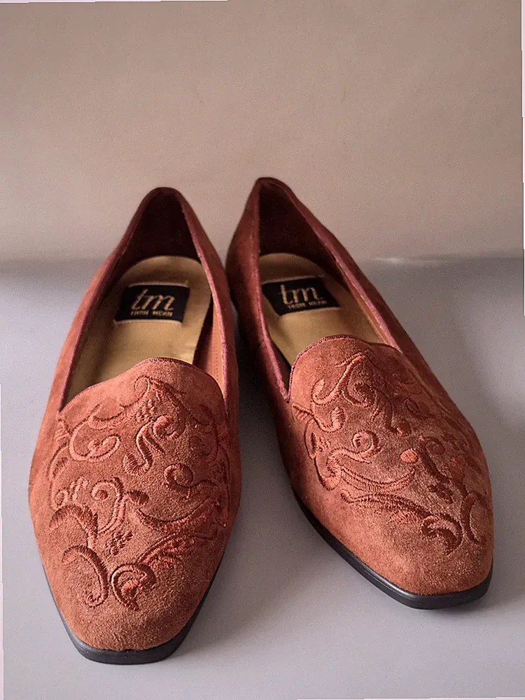 Thom Mcan Burnt Orange bestickte Halbschuhe Größe 5 (T34)