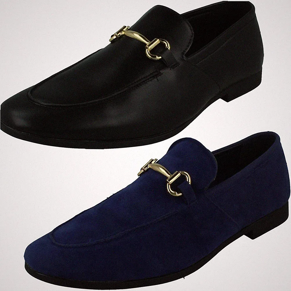 Thomas Blunt Herren Formal Slipper Loafer Mit Metallbesatz, Schwarz Navy A1R133