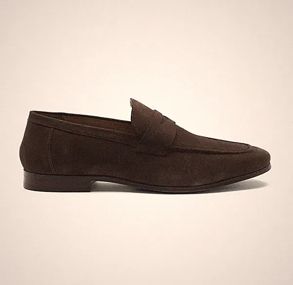 Thomas Crick Harley Herren Braun Penny Loafer Slipper Wildleder Smart Schuhe