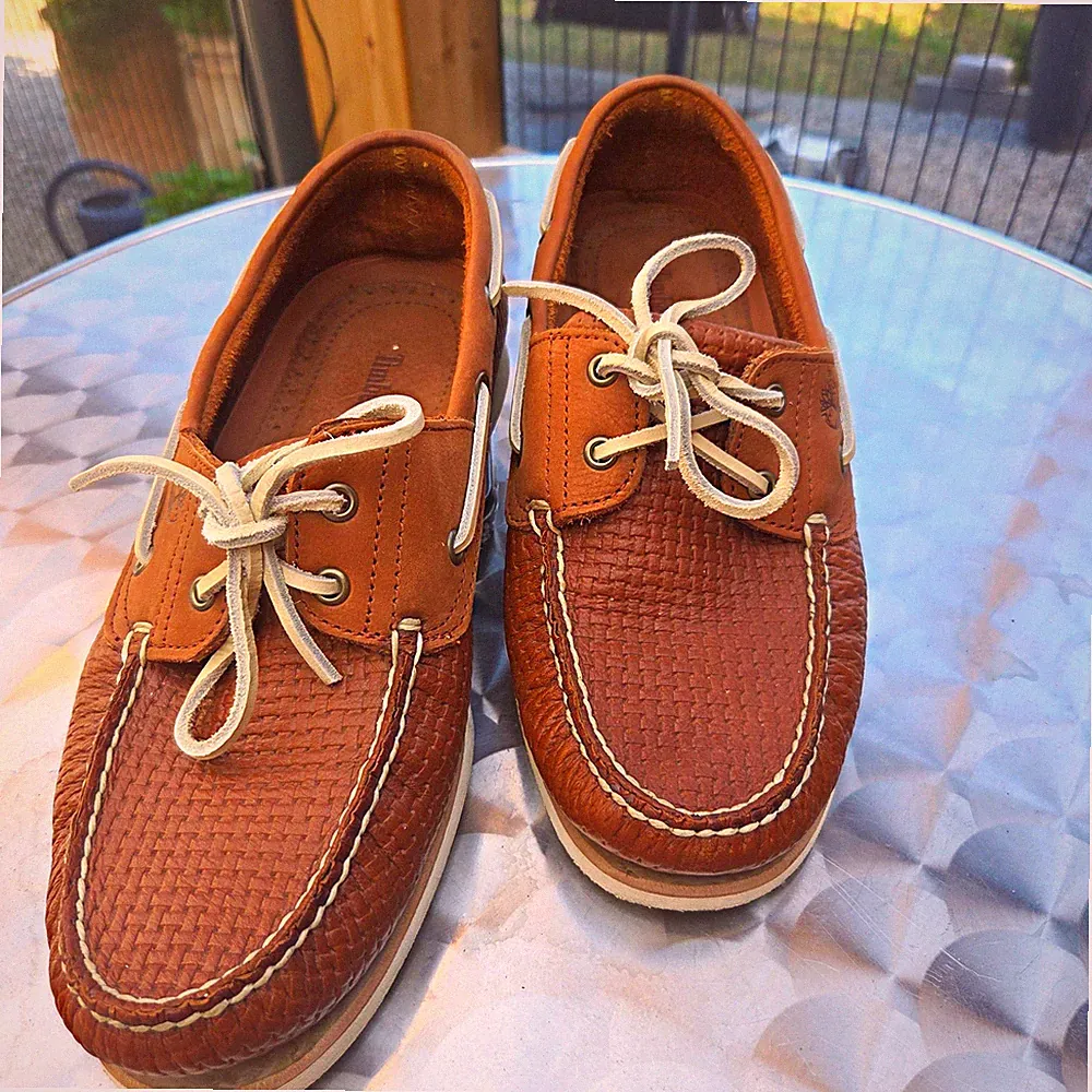 Timberland 2eye Herren Bootsschuhe Leder braun EU 44 Schnürung Logo Naht