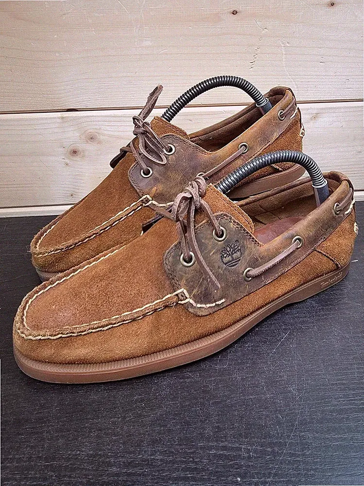 Timberland 6469R Boat Deck Schuhe Herren UK 7 EU 41 Braun Leder & Wildleder Loafer