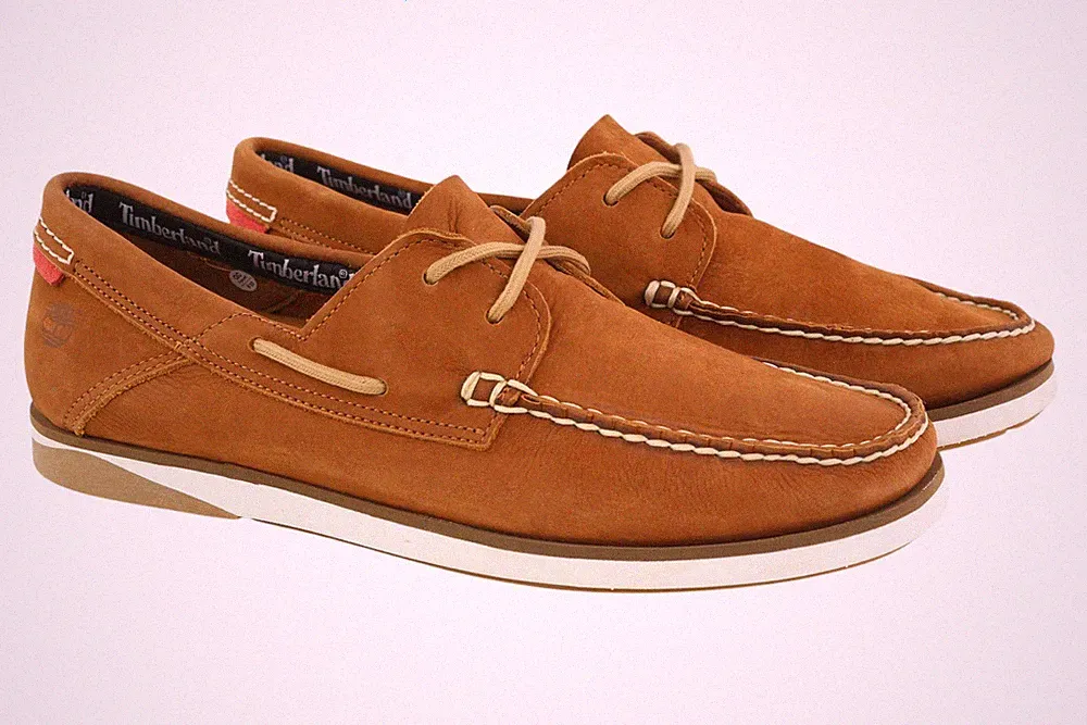 TIMBERLAND A2ABV Herren EU44 Braun Leder Spitze Slipper TrueCloud Halbschuhe *