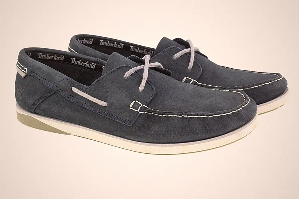 TIMBERLAND A416H Herren EU47,5 Blau Leder Slipper Schnürhalbschuhe TrueCloud *