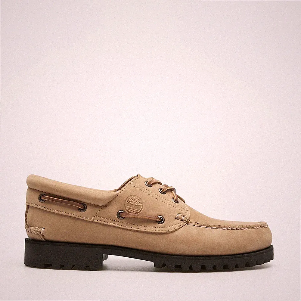 Timberland Authentic 3 Eye Lug 0A2pdq Halbschuh Bootsschuh Herren Leder Beige