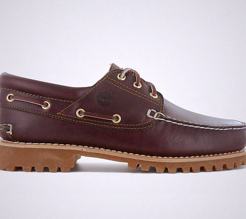 Timberland Authentic 3-Eye Lug Herren Bootsschuh Burgunderrot Leder TB050009648