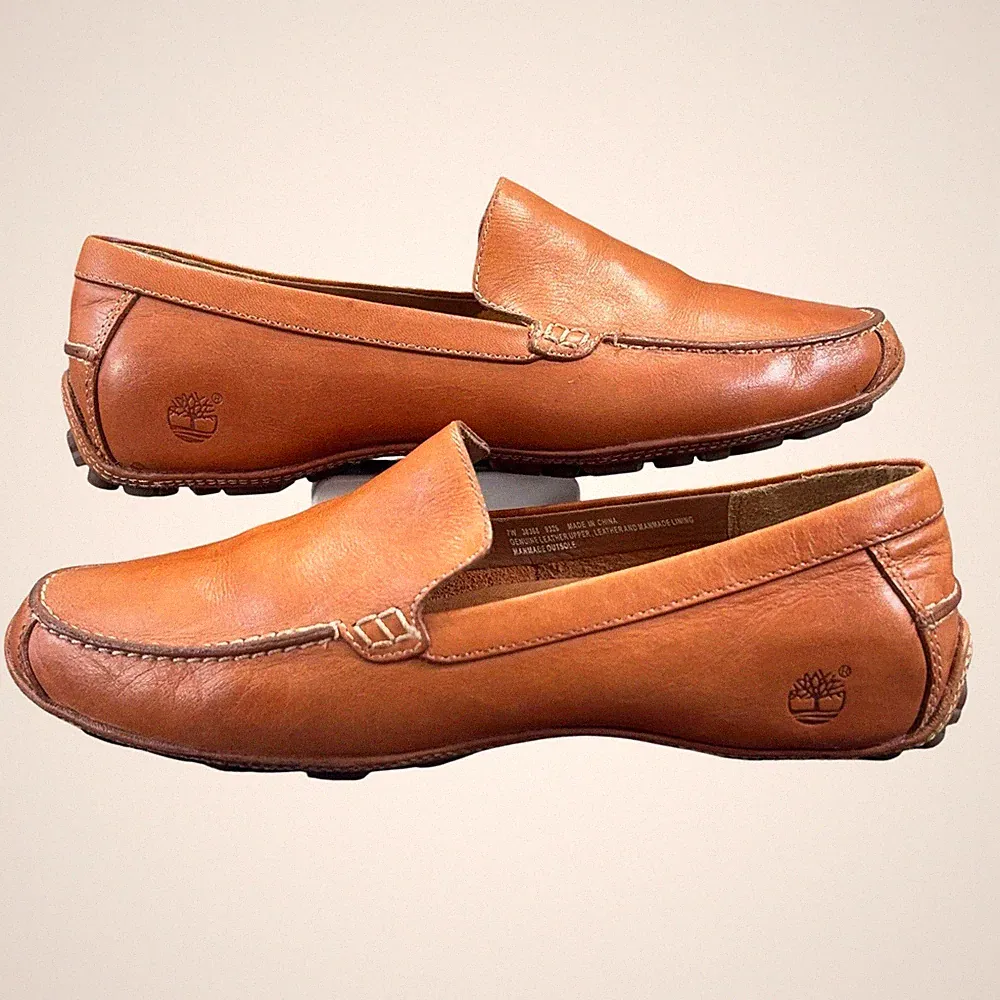 Timberland braun hellbraun Leder Driving Halbschuhe Mokassins Slipper Schuhe UK 7