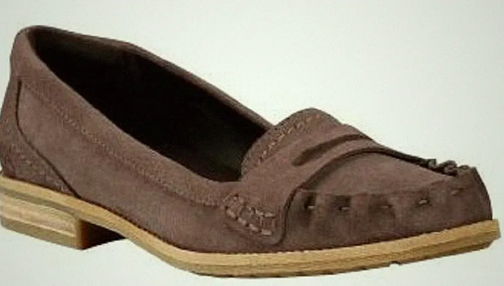 Timberland Damen Slipper Mokassin Thayer Penny Loafer Nubukleder Dunkelbraun