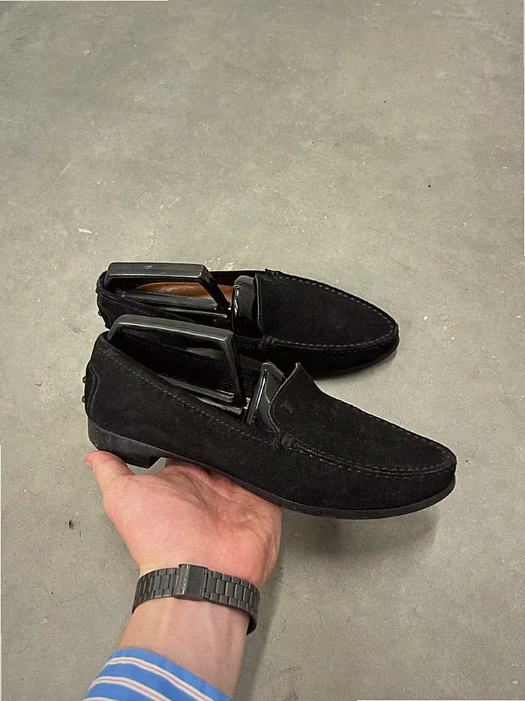 Tod's Black Suede Gommino Loafers