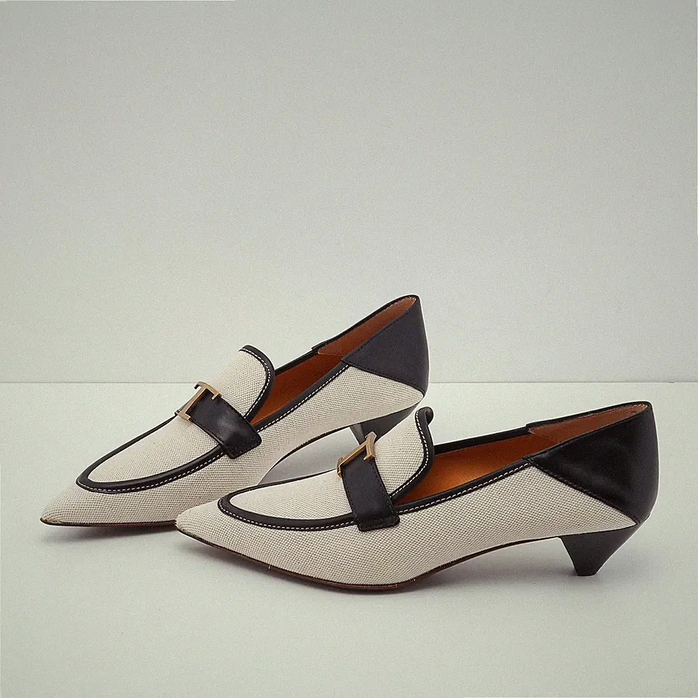 Tod's Damen Ecru Halbschuhe Cuoio T35 Cono 03H T Piatta Größe 41 EU 11 US 8 UK