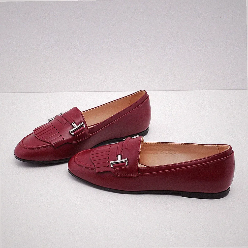 Tod's Damen Halbschuhe rot Gomma 35B Mokassin. T Tasca Frangia Goc Größe 34 EU 4 US 2UK