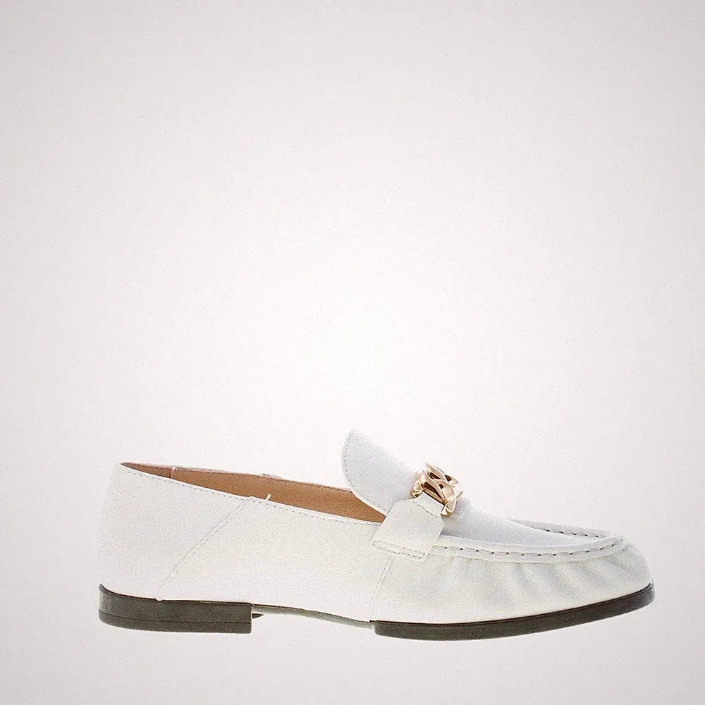 TOD'S Damen Schuhe Halbschuh Leder Weiß Kette Metall Gold XXW02E0FP80MIDB001