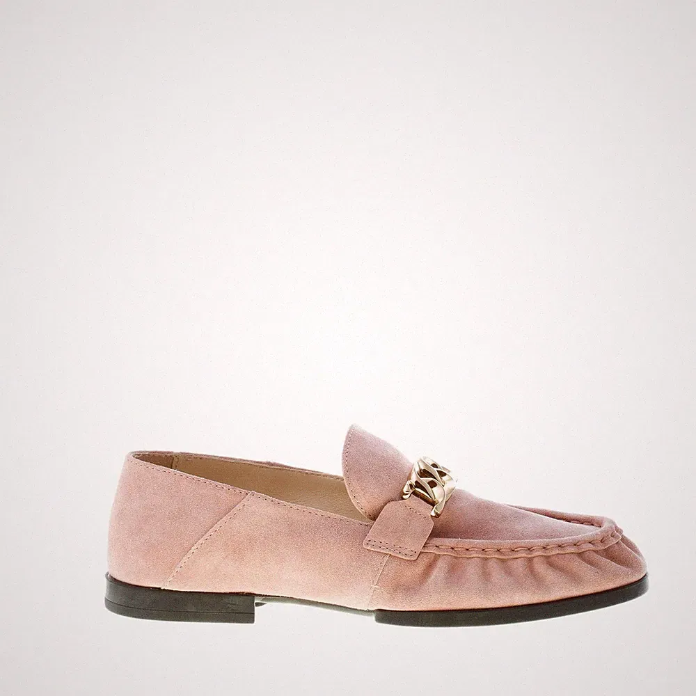 TOD'S Damen Schuhe Halbschuh Wildleder Antik Rosa Kette Metall Gold