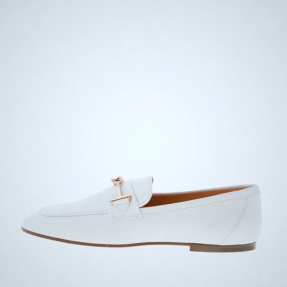 TOD'S Damen Schuhe Leder Halbschuh Ziege Yougurt Klemme T-Ring Gold
