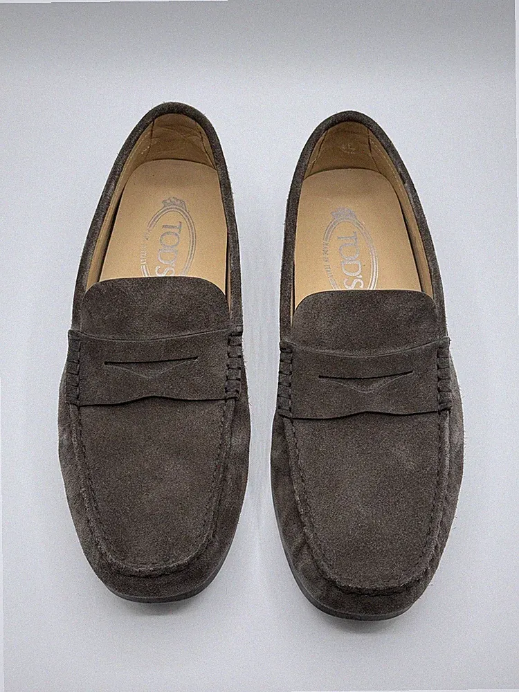 Tod’s Gommino Herren Halbschuhe Loafers Veloursleder Braun Gr 6 (39.5) neuwertig