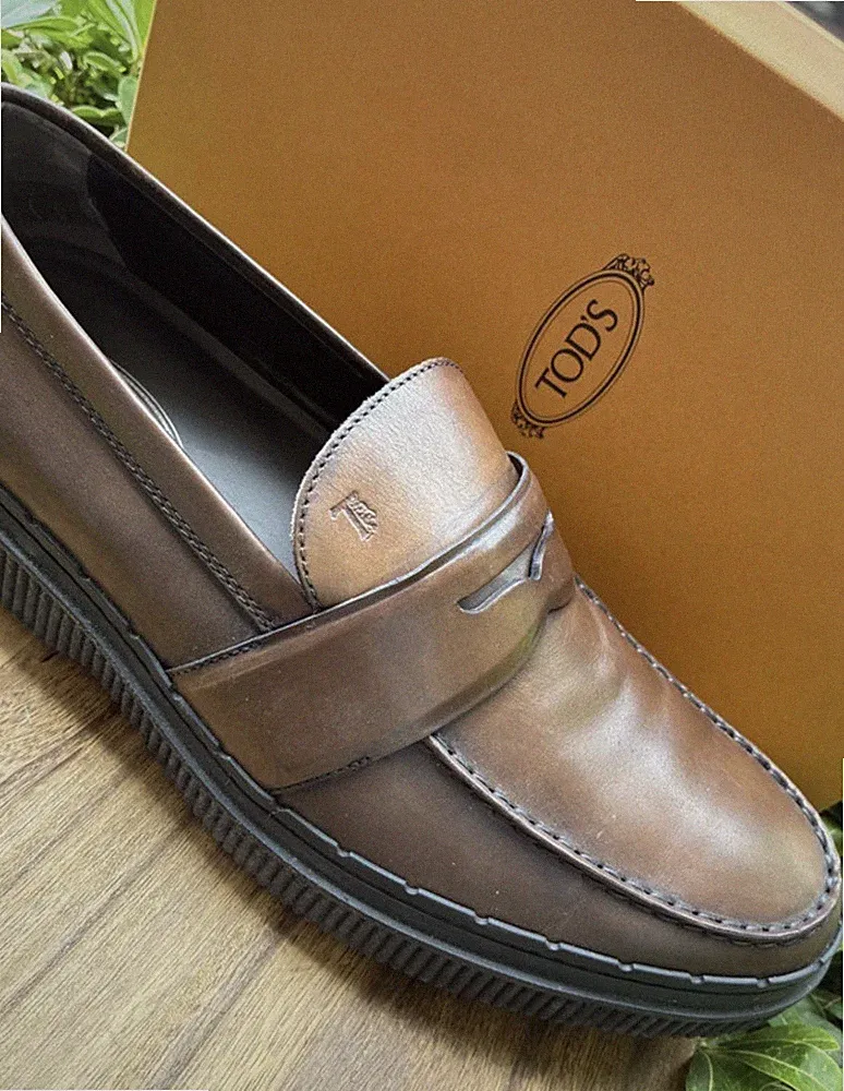 Tod's Halbschuhe Penny Loafer Leder Braun EU 41 rutschfeste Gummisohle