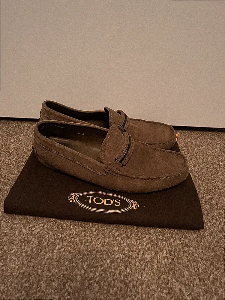 TOD'S Herren Braun Wildleder Halbschuhe Fahren Schuhe Vintage Größe UK 8 A UVP £450