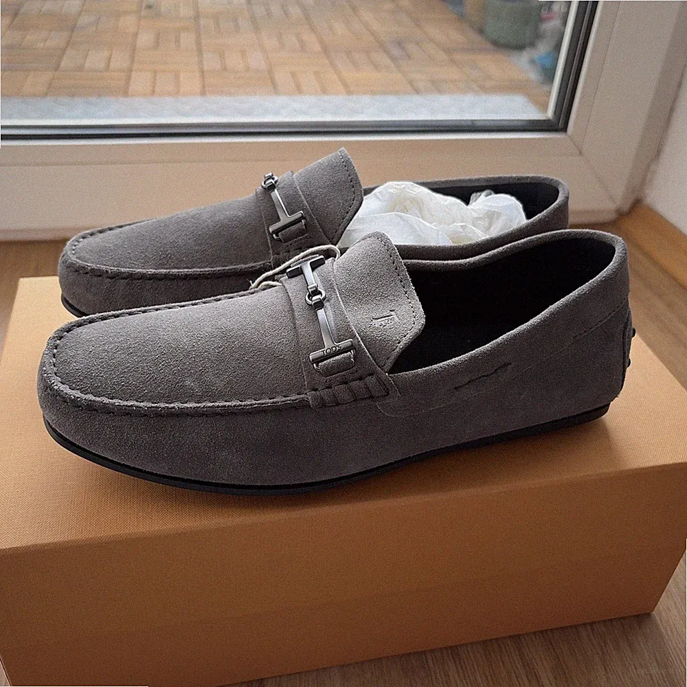 Tod’s Herren City Gommino Wildleder Slipper Loafer Grau Gr 41