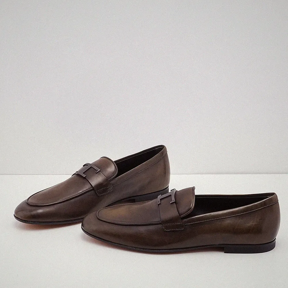 Tod's Herren Grün Halbschuhe T Zeitlos CA75 Cuoio 38K Größe 42 EU 9,5 US 8 UK