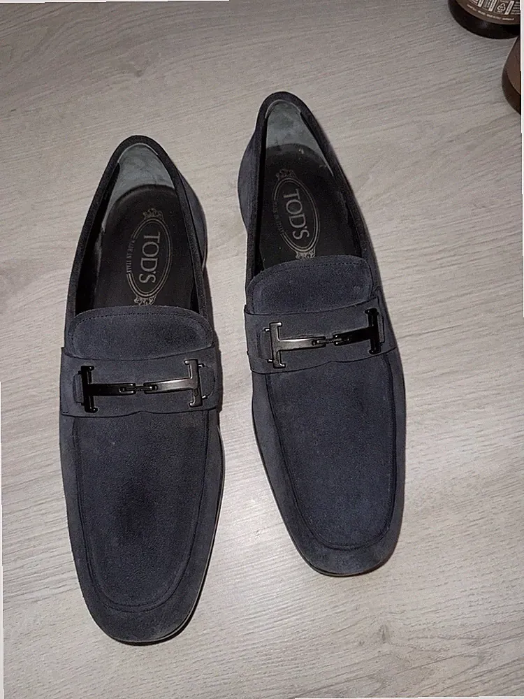 Tod's Herren Loafer Aus Wildleder Mit Double T In Dunkel Blau