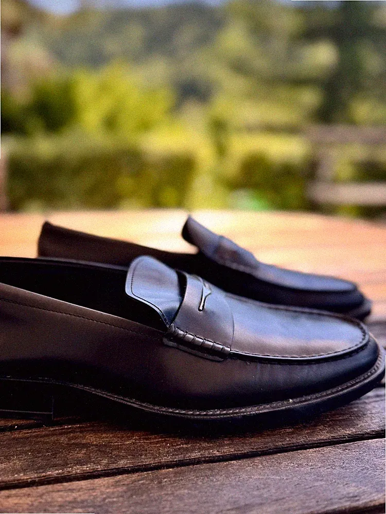 TOD'S Herren Loafer | Schwarz | Leder | Gr. 7½ | Metal Bar | Top-Zustand