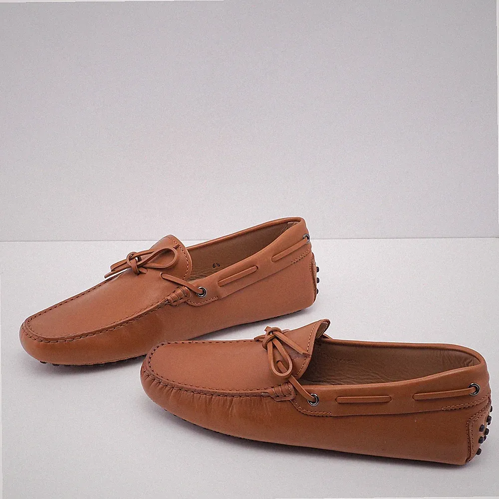 Tod's Herren Loafers Braun Leder Gr. 40 Slipper Mokassins Laccetto New Gommini