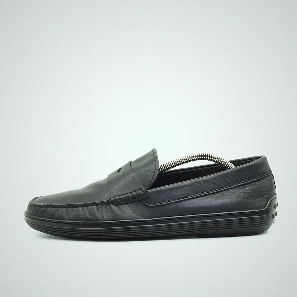 Tod's Herren Penny Loafer Mokassin Schwarz Leder Handgefertigt EU 41.5