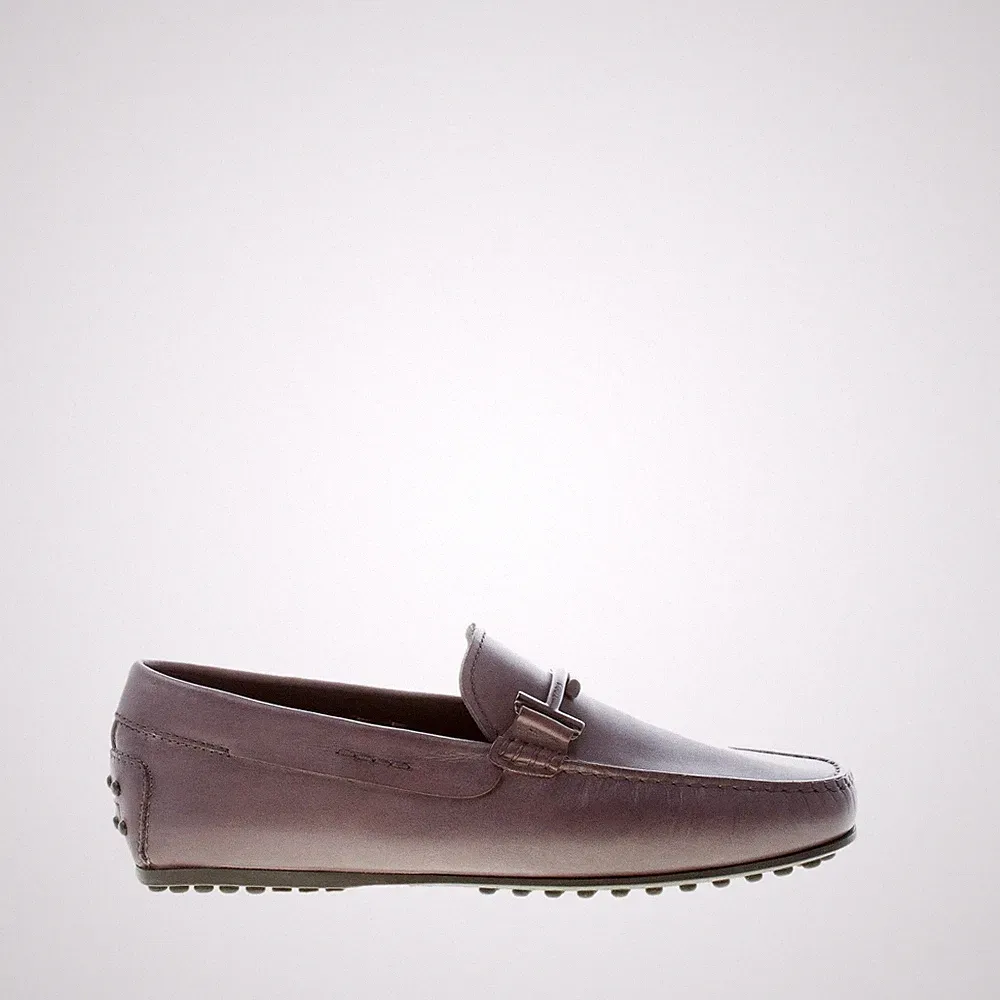 Grau Leder-Loafer
