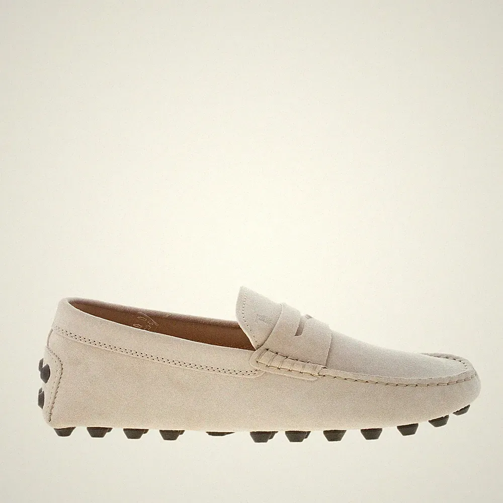 TOD'S herren schuhe blassgrau suede Gommino Bubble driving loafer penny stil