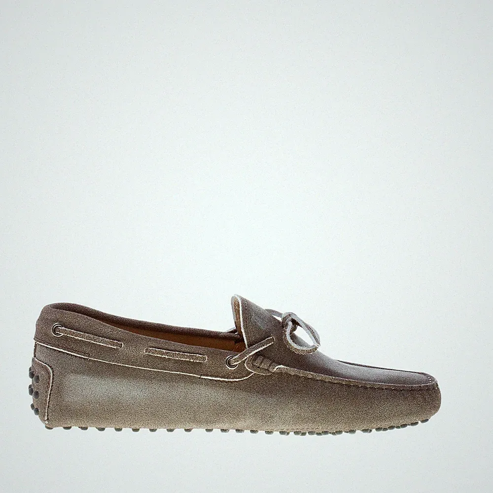 TOD'S herren schuhe Delavé dunkelbraun suede gommini gurt loafer